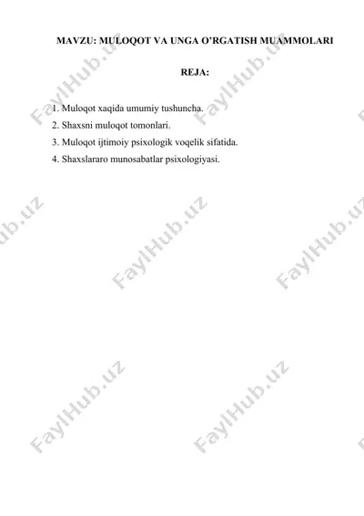 muloqot va unga o’rgatish muammolari — DOCX
