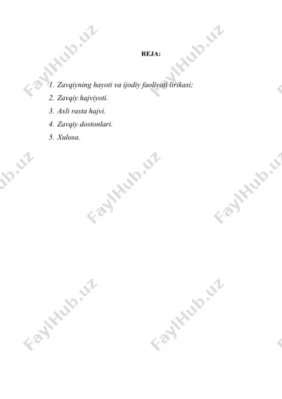 zavqiy hayoti va ijodi — DOC