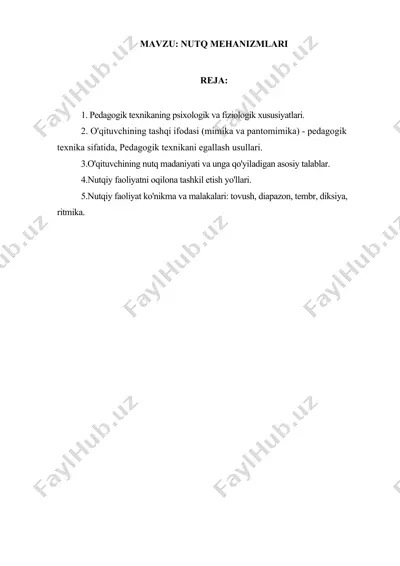 pedagogik texnikaning psixologik va fiziologik xususiyatlari — DOCX