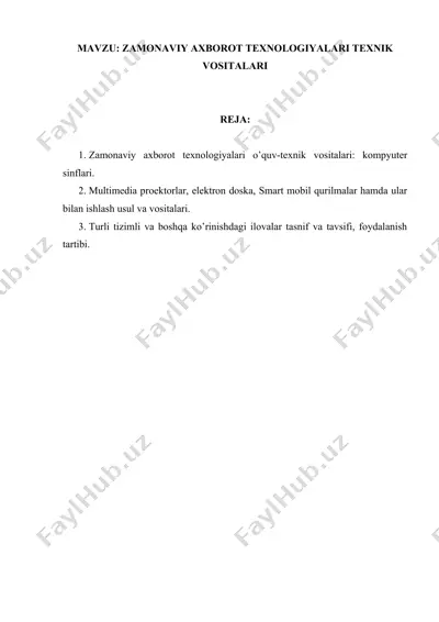 zamonaviy axborot texnologiyalari texnik vositalari — DOCX