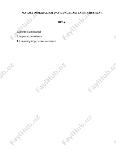 imperializm davridagi dastlabki urushlar — DOCX