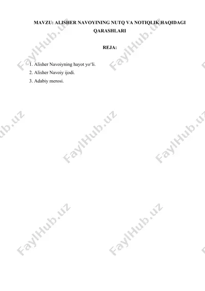 alisher navoiyning nutq va notiqlik haqidagi qarashlari — DOCX