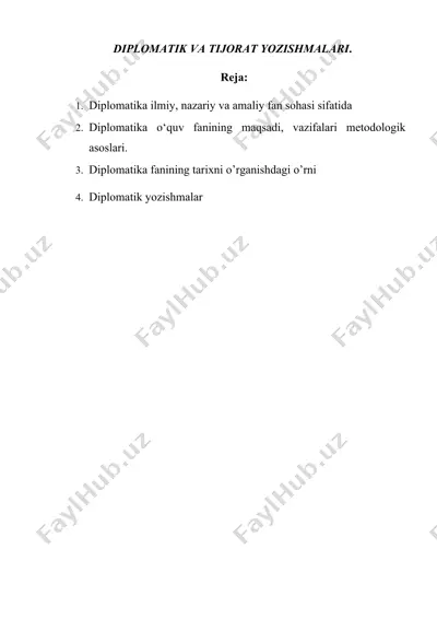 diplomatik va tijorat yozishmalari — DOCX