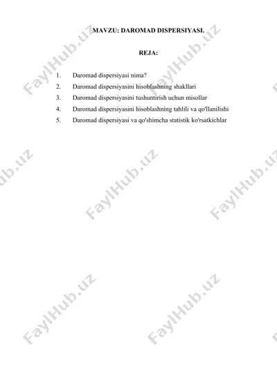 daromad dispersiyasi — DOCX