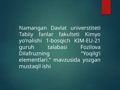 yoqilgʻi elementlari — PPTX
