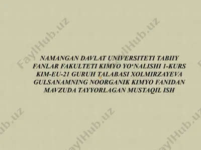 noorganik kimyo fanidagi innovatsiyalar — PPTX
