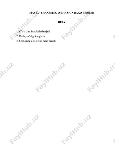 shaxsning o’z-o’ziga baxo berishi — DOCX