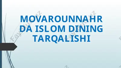 islom dini tarqalishi movarounnahrda — PPTX