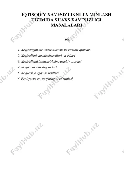 xavfsizlikni taminlash — DOCX