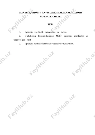 xavfsizlik va tinchlikning iqtisodiy asoslari — DOC