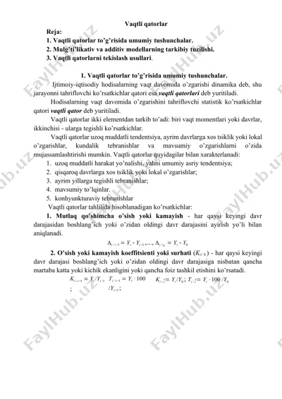vaqtli qatorlar tarkibi — DOCX