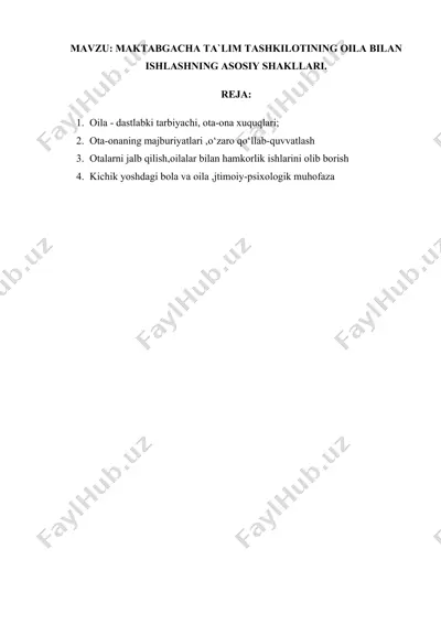 oila bilan ishlashning asosiy shakllari — DOCX