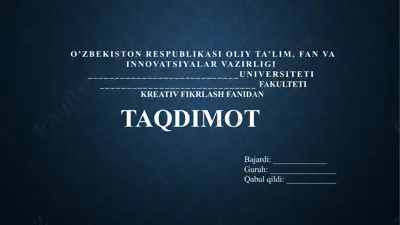 kreativ fikrlash fanidan taqdimot — PPTX