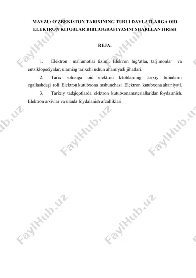 elektron kitoblar va tarixiy tadqiqotlar — DOCX