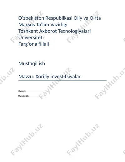 xorijiy investitsiyalar — DOCX