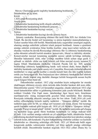 dekabristlar harakati — DOCX