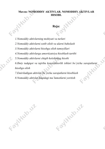 nomoddiy aktivlar — DOCX