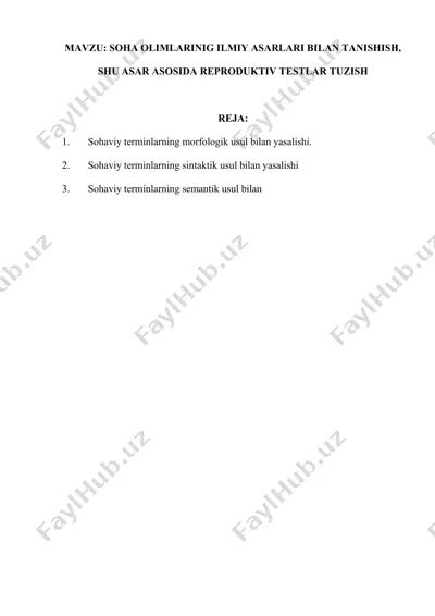 sohaviy terminlarning morfologik, sintaktik va semantik usullar bilan yasalishi — DOCX