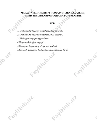 atrof-muhitni huquqiy muhofaza qilish zarurati — DOCX