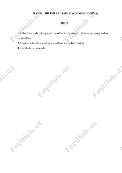 gnoseologiya (bilish nazariyasi) — DOCX