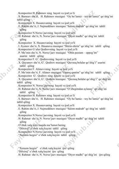 musiqiy asarlar haqida tahlil — DOC