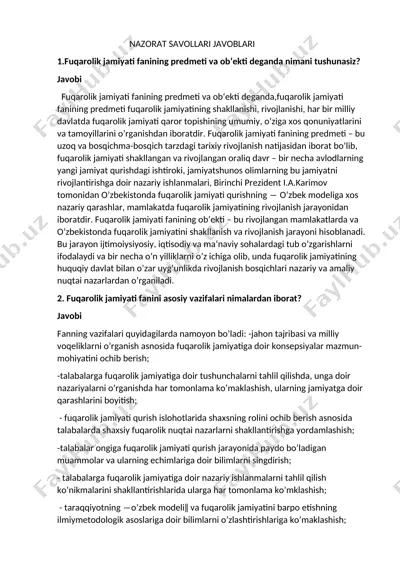 fuqarolik jamiyati fanining predmeti va ob‘ekti — DOC