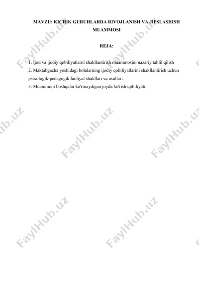ijod va ijodiy qobiliyatlarni rivojlantirish — DOCX