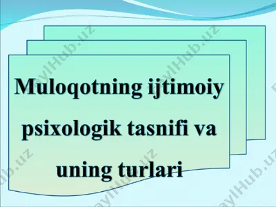 mulogotning ijtimoiy-psixologik tasnifi va — PPT
