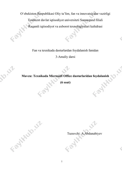 texnikada microsoft office dasturlaridan foydalanish — DOC