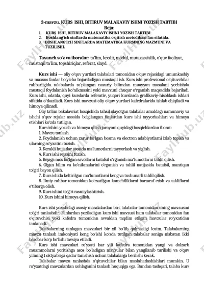 kurs ishi, bitiruv malakaviy ishni yozish tartibi — DOC