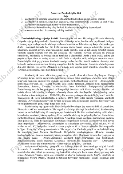 zardushtiylik dinining vujudga kelishi — DOC