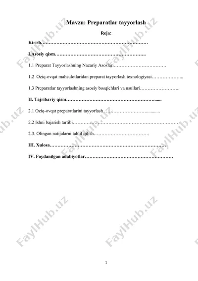preparatlar tayyorlash — DOCX