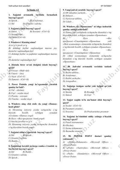 windows it test savollari — DOC