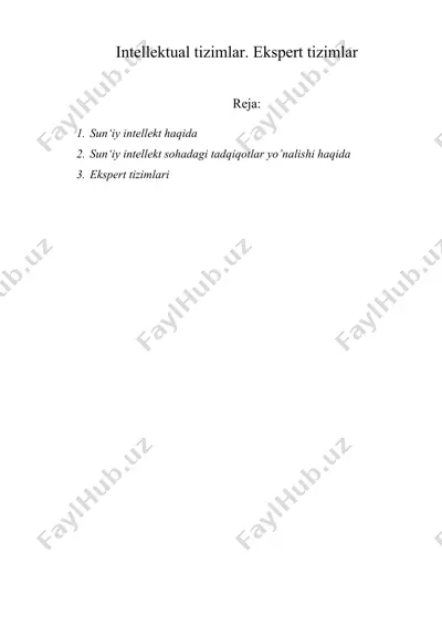 intellektual tizimlar. ekspert tizimlar — DOC