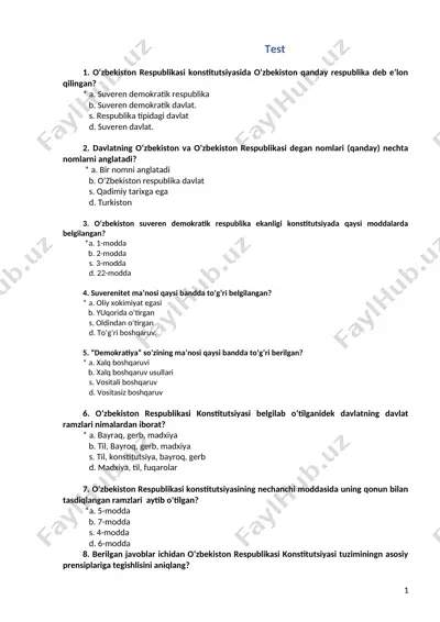 konstitutsiya test — DOCX