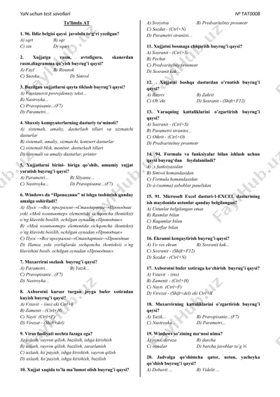 test savollari — DOC