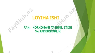 korxonani tashkil etish va tadbirkorlik — PPTX