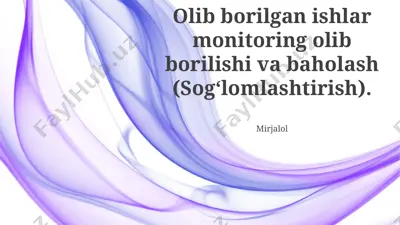 monitoring va baholashning sogʻlomlashtirish — PPTX