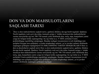 don va don mahsulotlarini saqlash tarixi — PPTX