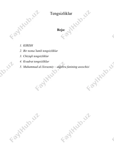 tengsizliklar referat — DOC