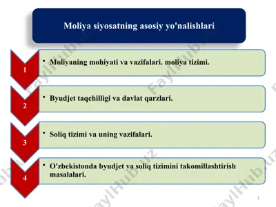moliya siyosatning asosiy yo'nalishlari — PPTX