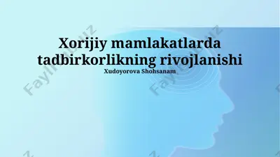 xorijiy mamlakatlarda tadbirkorlikning rivojlanishi — PPTX