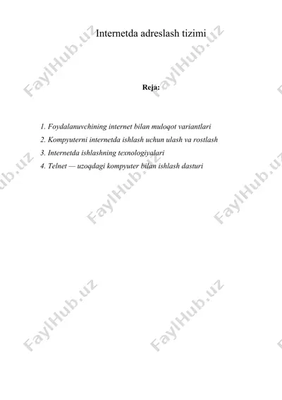 internetda adreslash tizimi — DOC