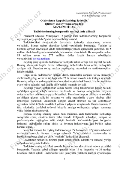 tadbirkorlarning barqarorlik reytingi — DOC