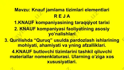 knauf jamlama tizimlari elementlari — PPTX