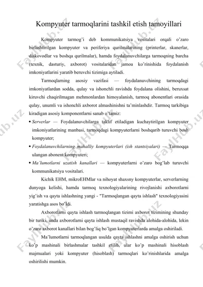 kompyuter tarmoqlarini tashkil etish tamoyillari — DOC
