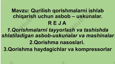 qorishmalarni ishlab chiqarish uchun asbob-uskunalar va mashinalar — PPTX