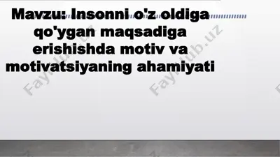insonni o'z oldiga qo'ygan maqsadiga erishishda motiv va motivatsiyaning ahamiyati — PPTX