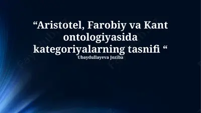 kategoriyalarni tasniflashning umumiy tamoyillari — PPTX