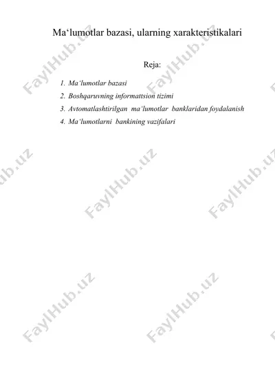 ma‘lumotlar bazasi, ularning xarakteristikalari — DOC